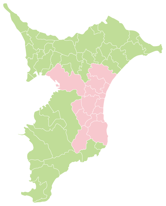 千葉県内の対応エリアをあらわす地図